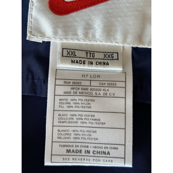 VTG Nike Jacket Mens XXL 2XL Big Swoosh Reversible Parka Stadium Coat Blue Long - Picture 12 of 15
